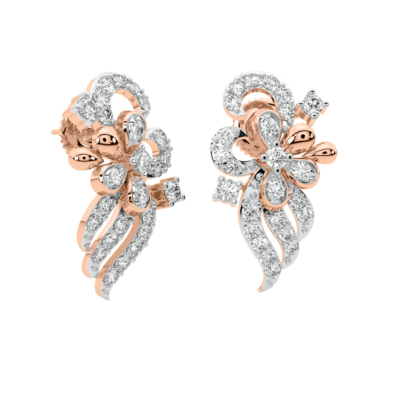 Rosa Round Diamond Stud Earrings